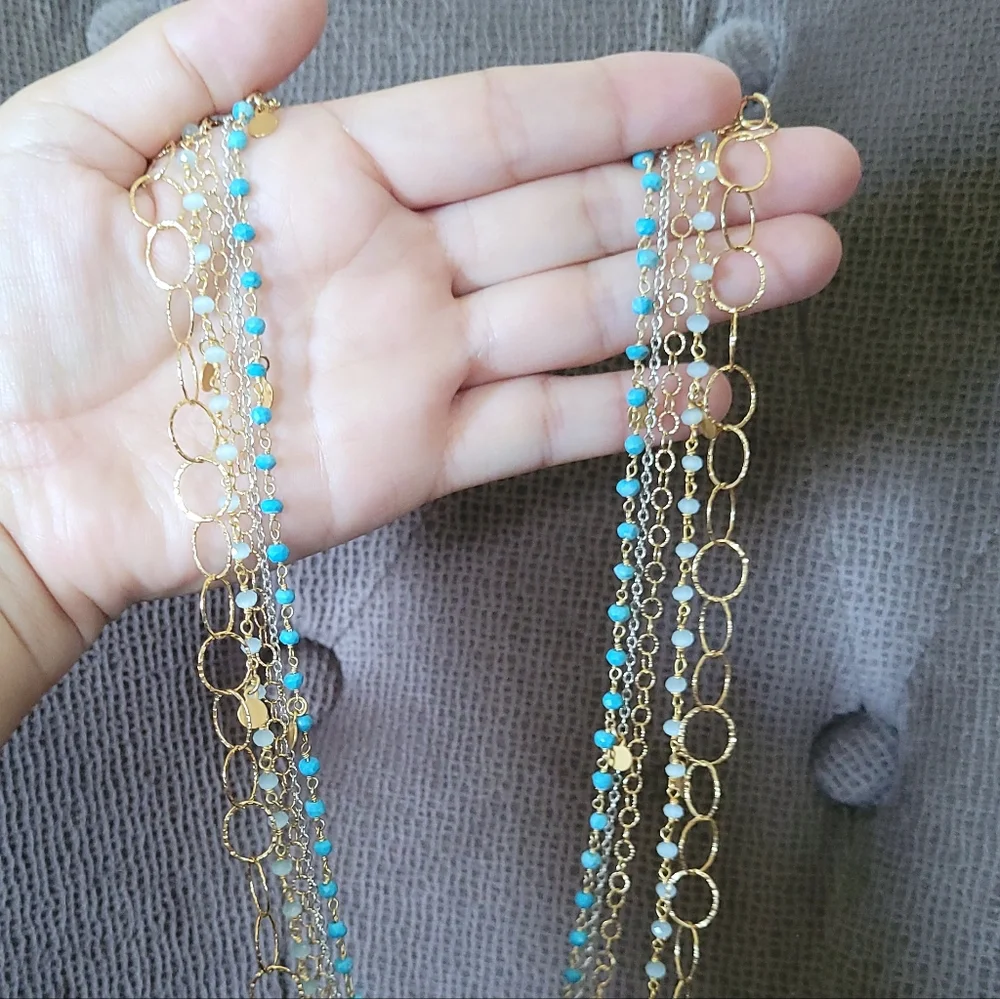 Five🖐 Strand Necklace Statement Necklace - Picture 11 of 16